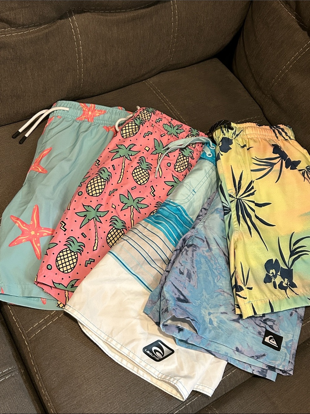 Kids Swim Trunks - Multicolor Pineapple & Tropical Prints